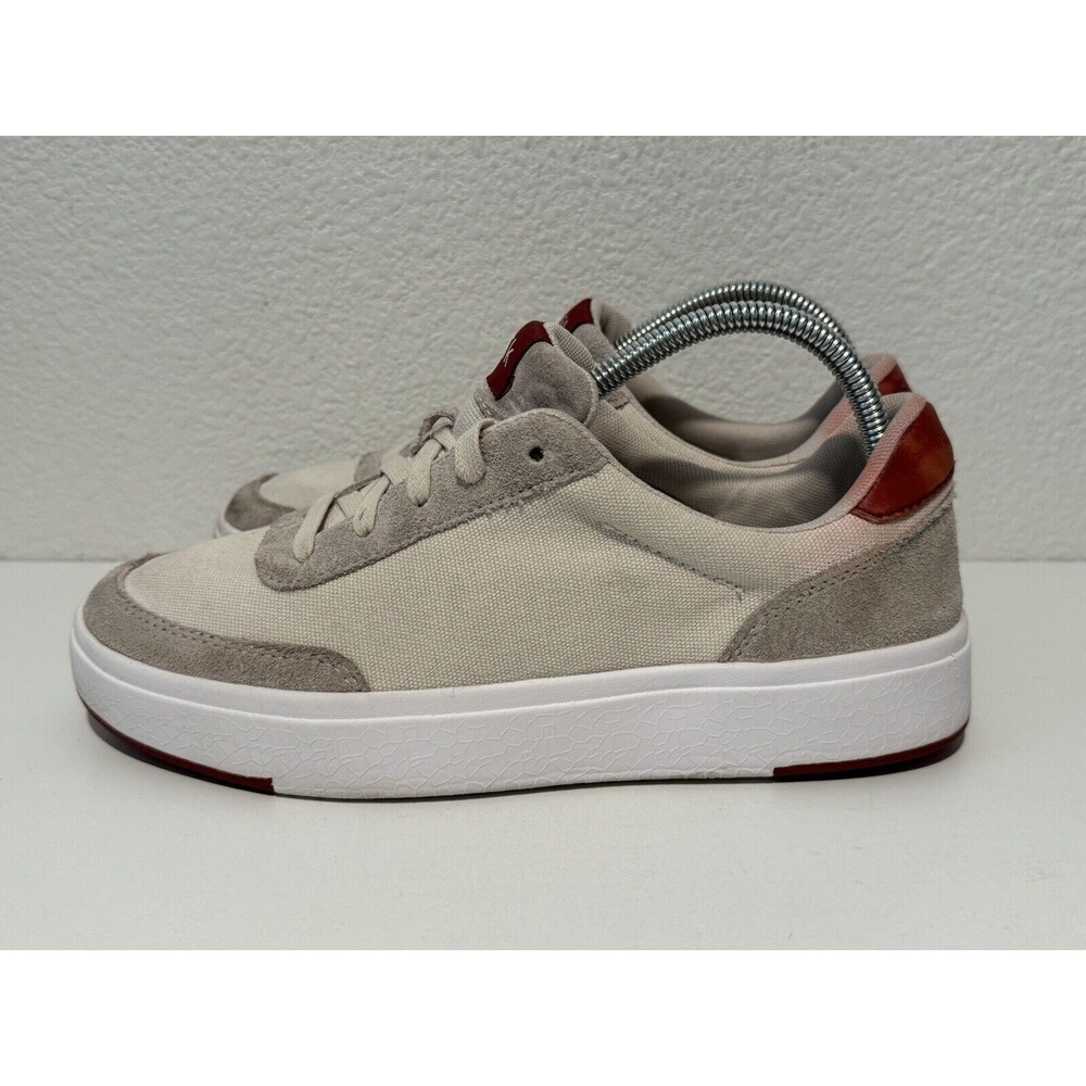 KIZIK Prague Casual Sneakers Shoes Mens Sz 7.5 Women Sz 9 Wide Cream Red Knit